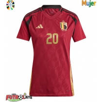 Camiseta Bélgica Lois Openda #20 Primera Equipación para mujer Eurocopa 2024 manga corta